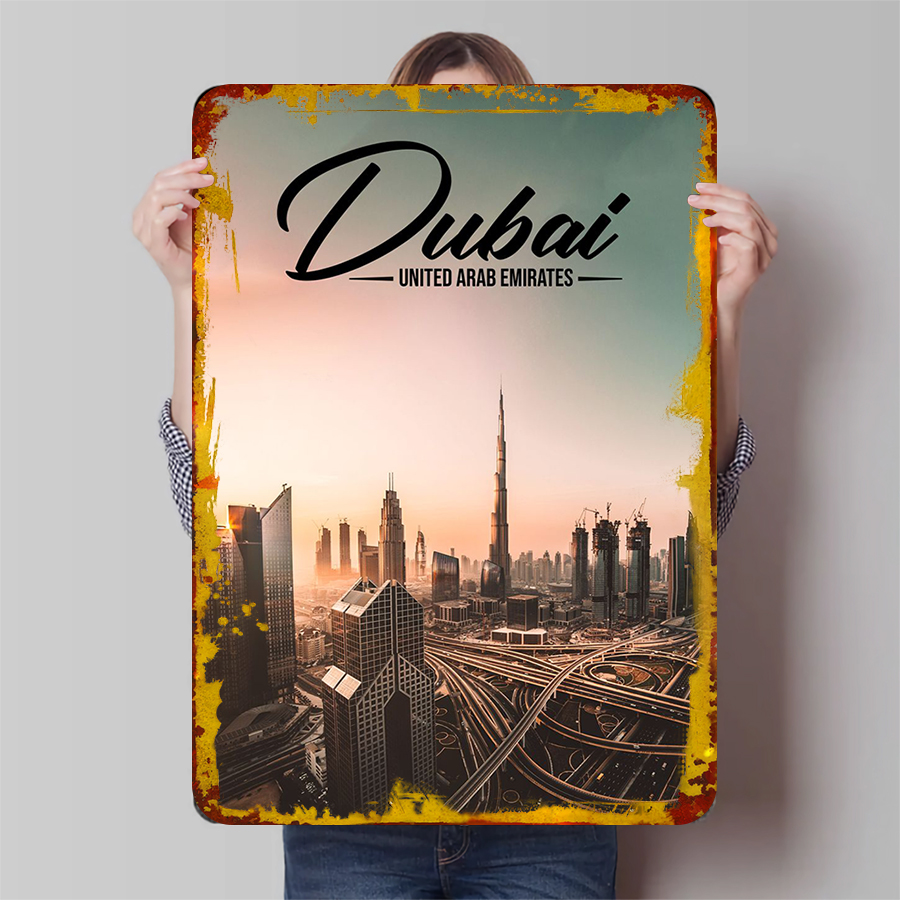Home Decor Uae - Городской пейзаж Дубая, металлический настенный художественный
