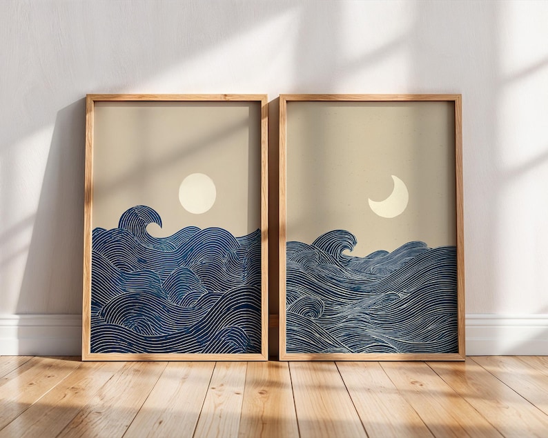 Home Decor Japandi Style - 2 шт. минималистичных настенных принтов в
