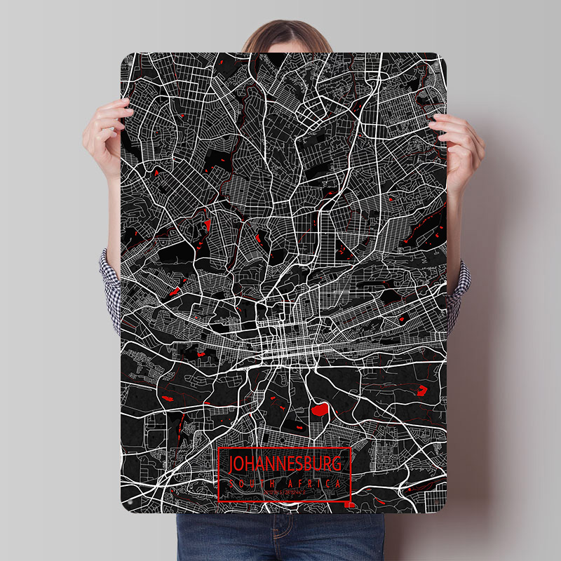 Home Decor Johannesburg - Карта города Йоханнесбург, Южная Африка: винтажный