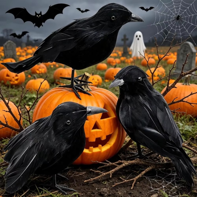 Home Decor Halloween - 1 шт. Черная воронья-фигурка для Хэллоуина,