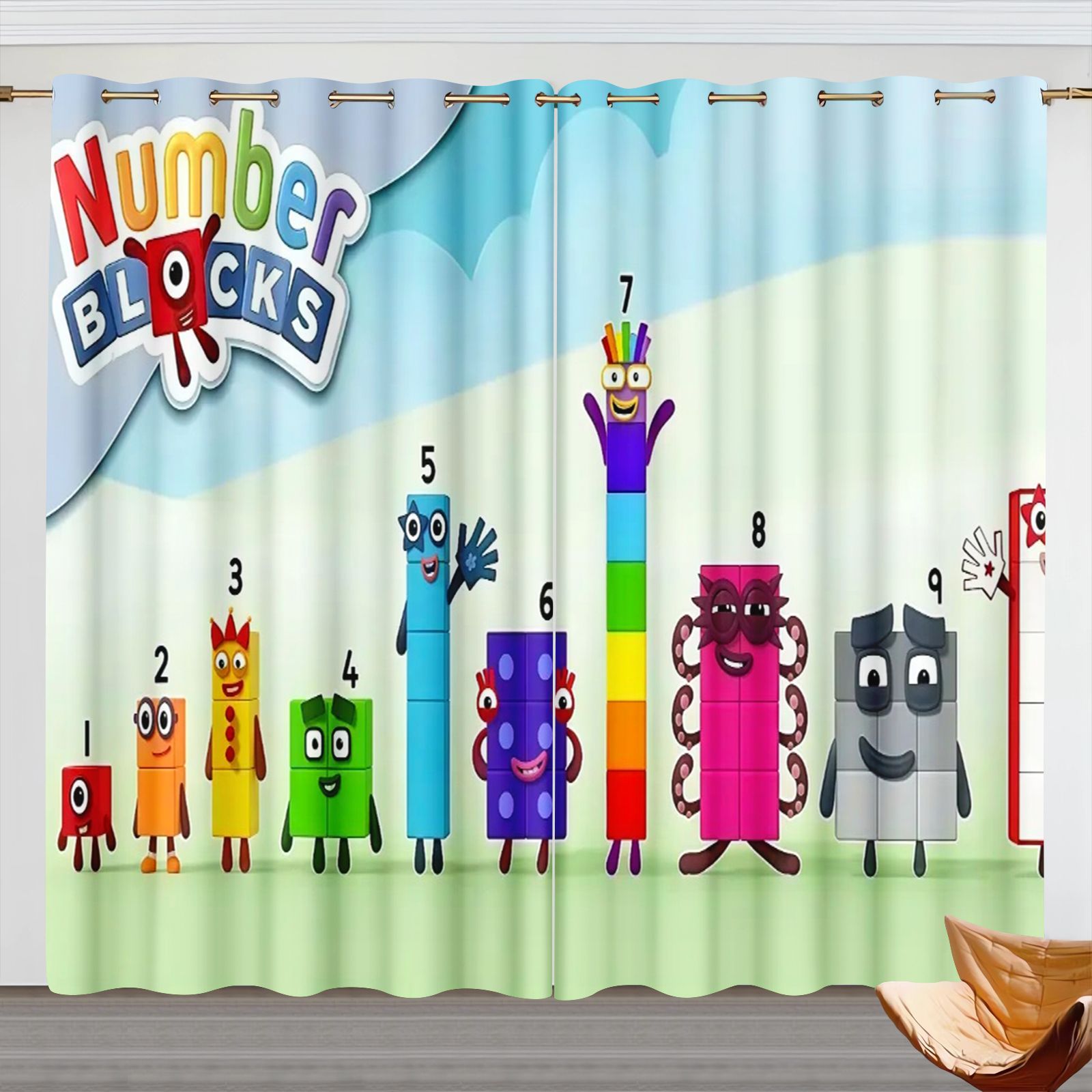 Blackout Curtains - Шторы с героями мультфильмов Numberblocks, затемняющие
