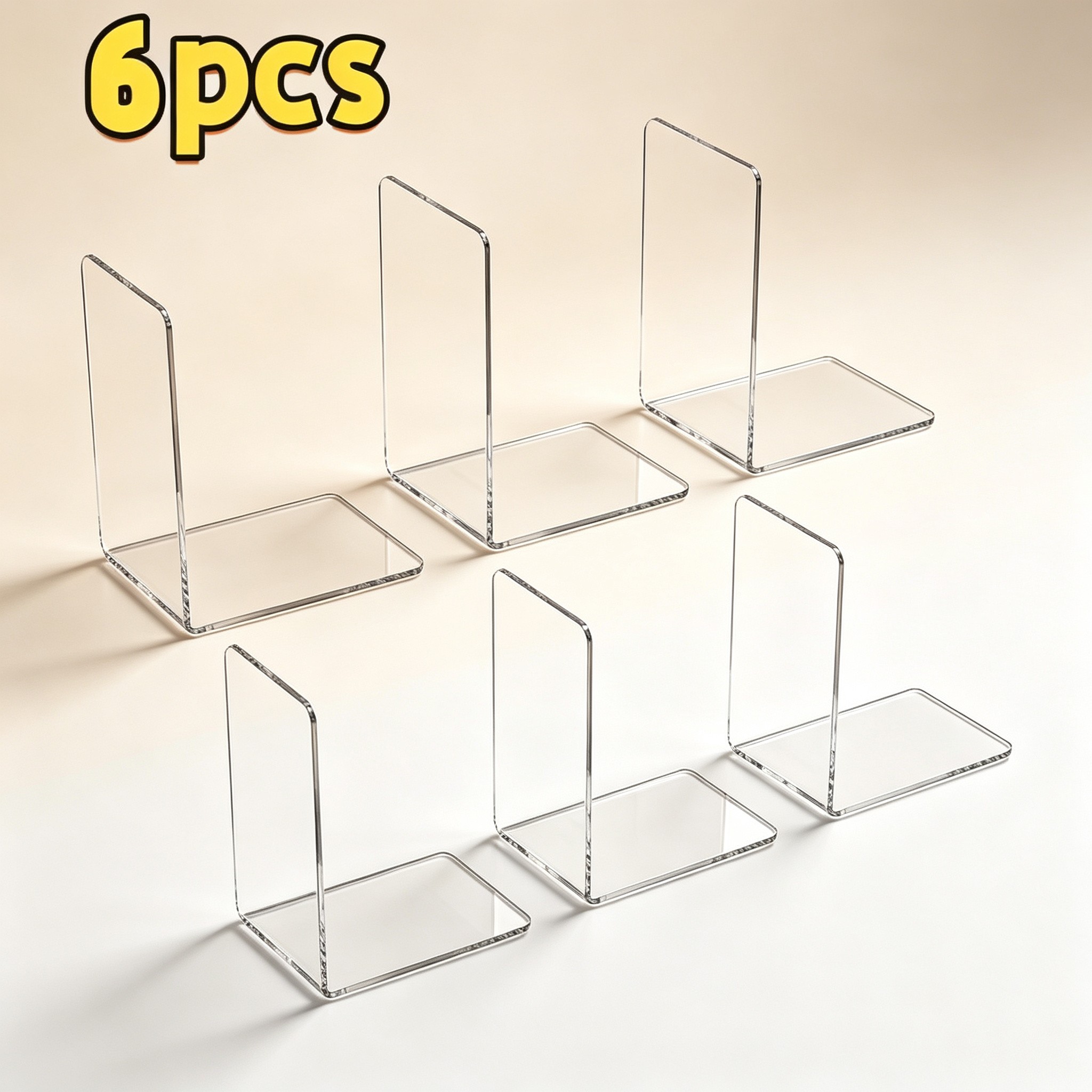 Aesthetic Bookend - 6 шт. прозрачных акриловых подставок для