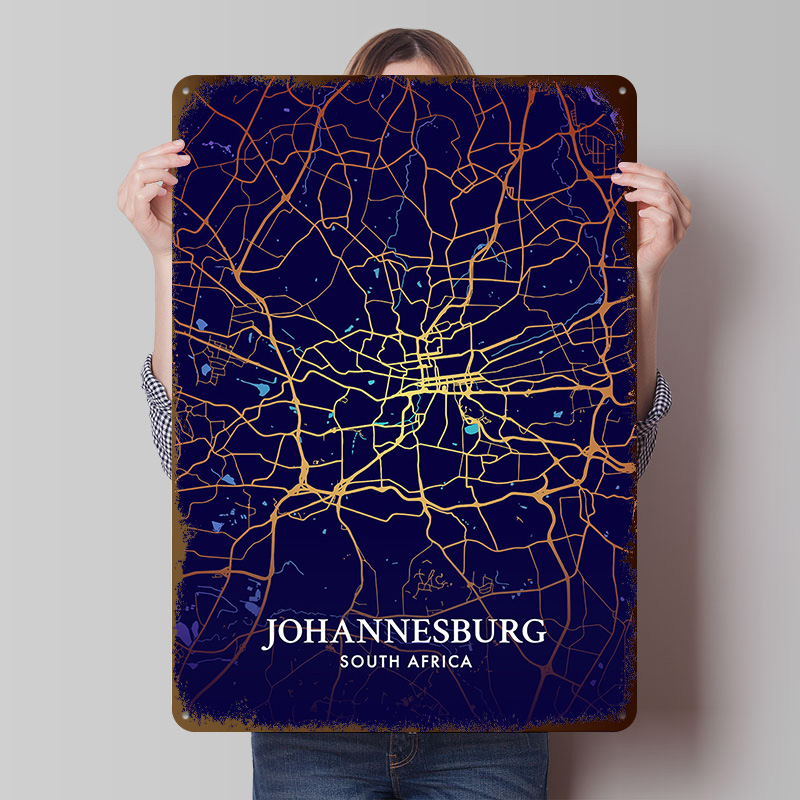Home Decor Johannesburg - Плакат с картой города Йоханнесбург, винтажные